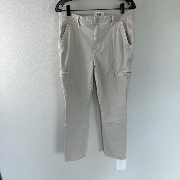 PAIGE Jolie Straight Leg Cargo Pants Vintage Warm Sand Women’s Size 31 Denim - Picture 4 of 13